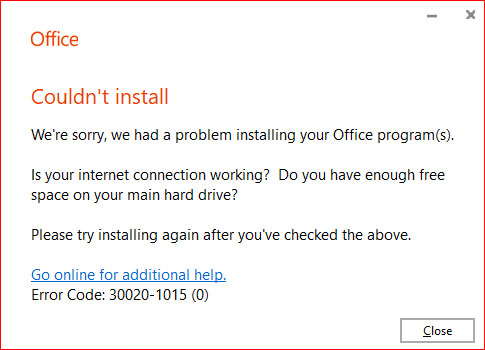 ارور هنگام نصب آفیس