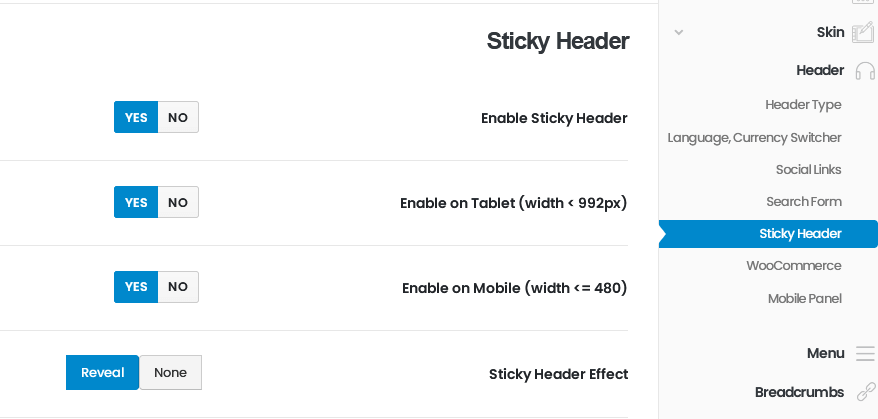 ایجاد منوی چسبنده