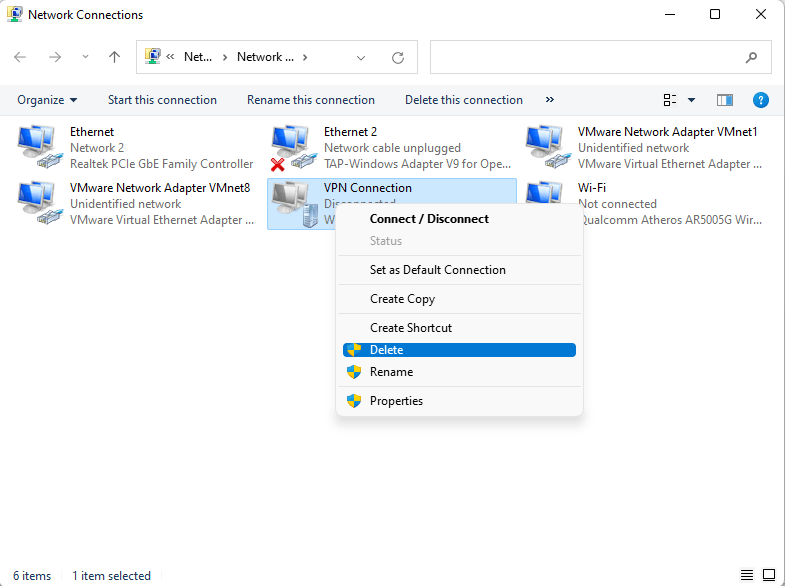 ارور vpn connection